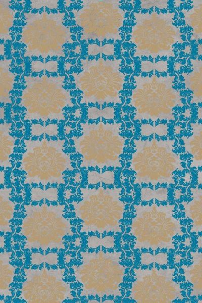 Tan and Blue Floral Pattern I