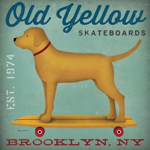 Golden Dog on Skateboard