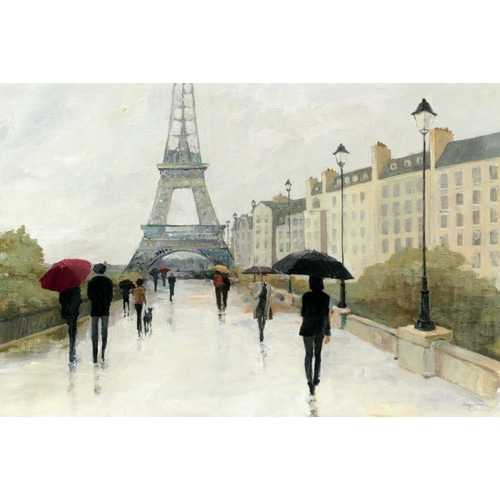 Eiffel in the Rain Marsala Umbrella