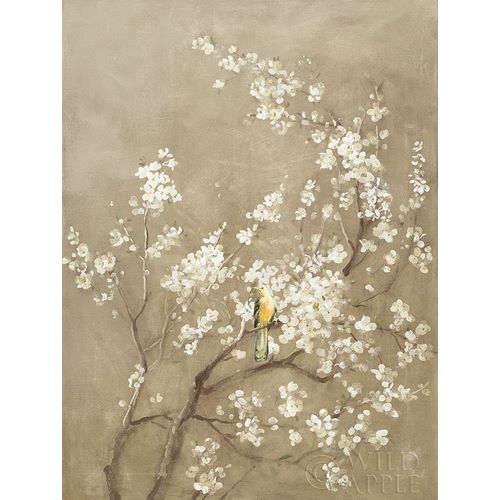 White Cherry Blossom I Neutral Crop Bird