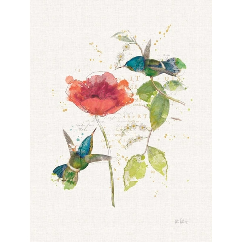Teal Hummingbirds II Flower