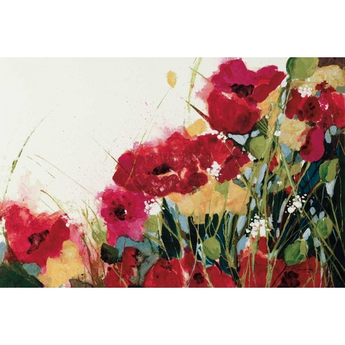 Poppies and Flowers on White