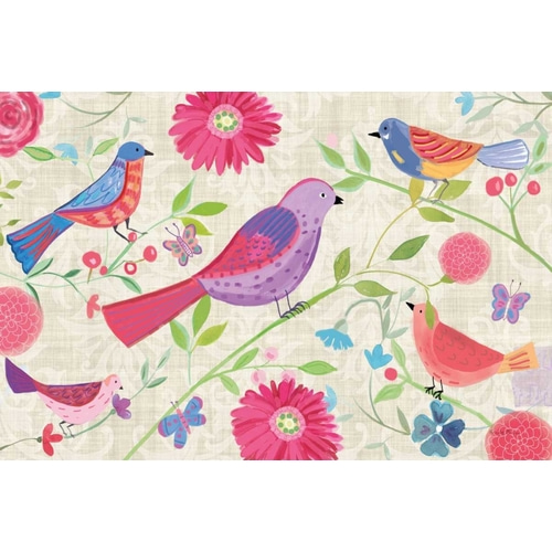 Damask Floral and Bird I