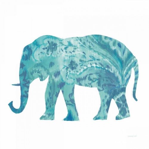 Boho Teal Elephant II