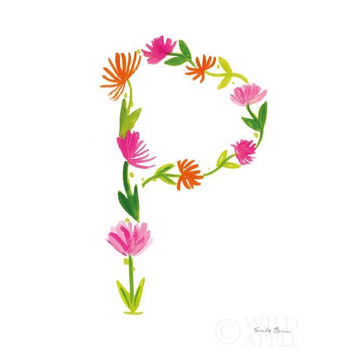Floral Alphabet Letter XVI