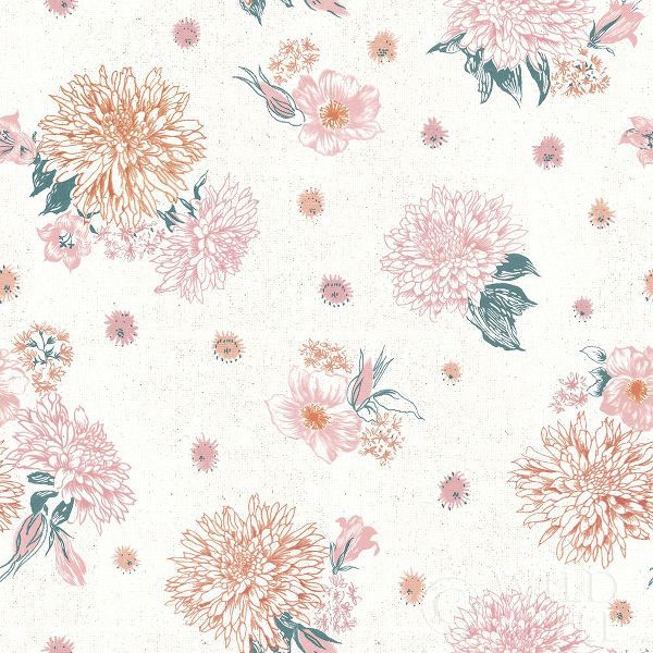 Flowers on White Contemporary Bright Pattern IV