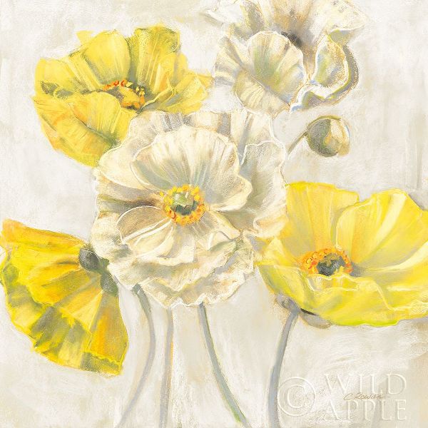 Gold and White Contemporary Poppies Neutral