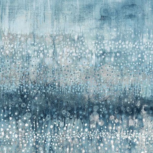 Rain Abstract IV Blue Silver