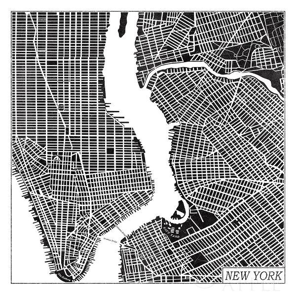 New York Map Black
