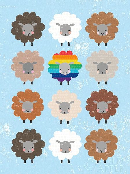 Be Ewe Brown and Rainbow Sheep 5x7