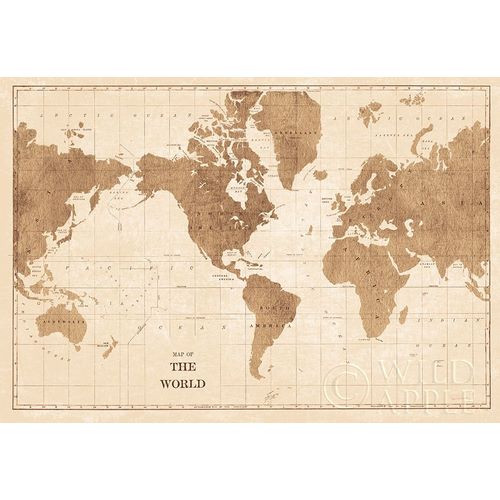 Schlabach, Sue 아티스트의 World Map Sepia No Words 작품