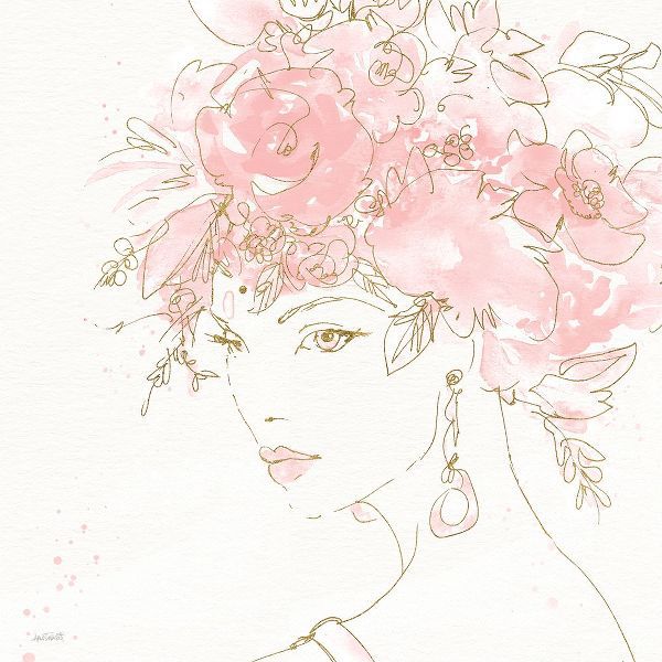 Tavoletti, Anne 작가의 Floral Figures II Pink Gold Sq 작품
