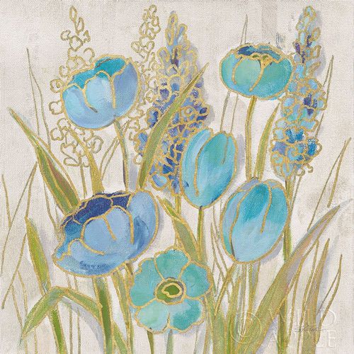 Vassileva, Silvia 아티스트의 Opalescent Floral II Blue 작품