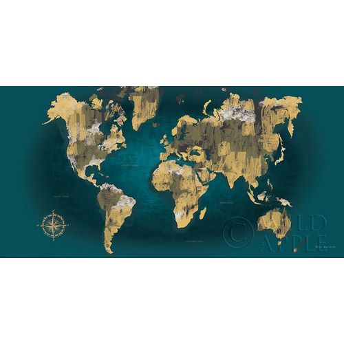 Escalante, Omar 아티스트의 Sketched World Map Blue Crop 작품