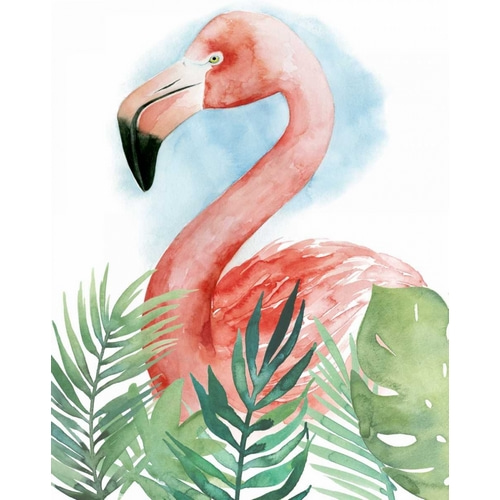 Watercolor Flamingo Composition II