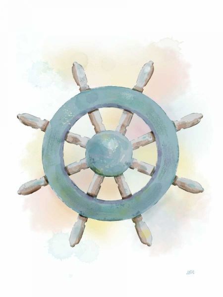 Watercolor Ships Wheel