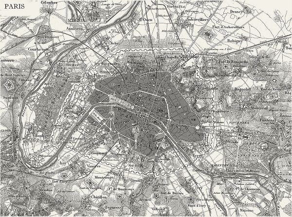 Custom B and W Map of Paris