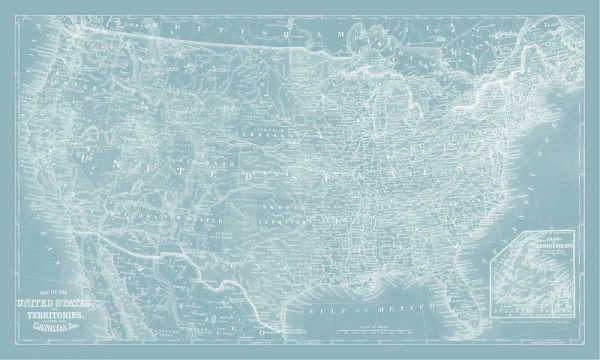 US Map on Aqua