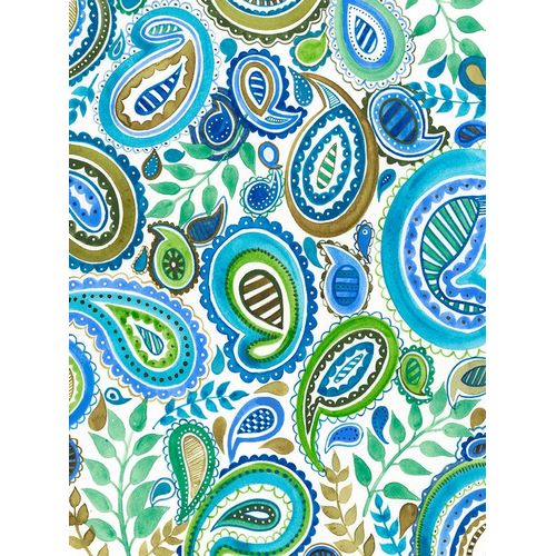 Blue and Green Paisley I