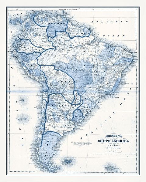 South America in Shades of Blue