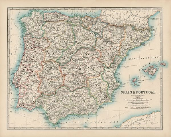 Johnstons Map of Spain and Portugal