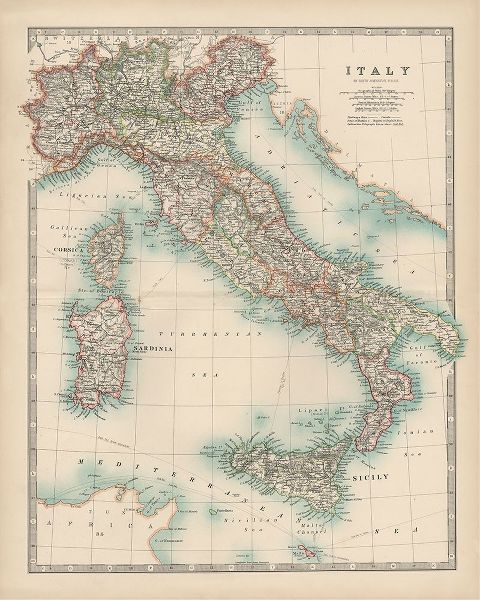 Johnstons Map of Italy