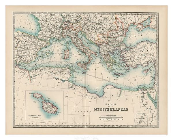 Johnstons Map of the Mediterranean