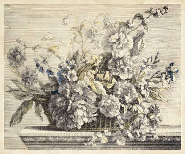 Vintage Basket of Flowers II