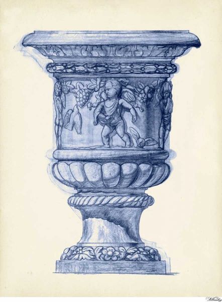 Palace Urns in Indigo III
