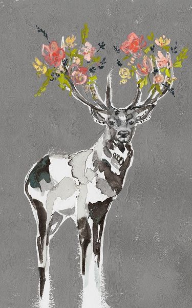 Custom Deer and Flowers I