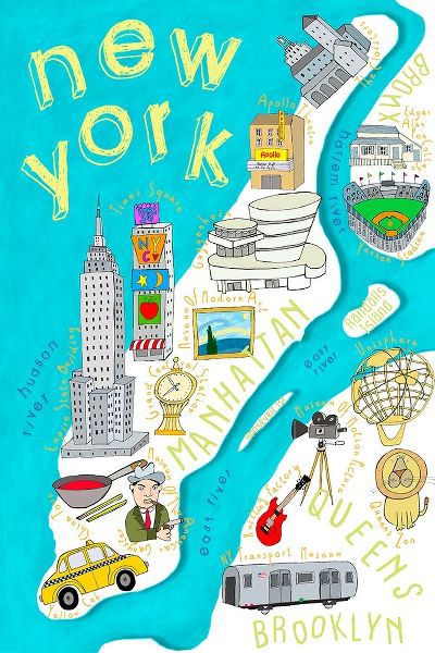 Illustrated State Maps New York