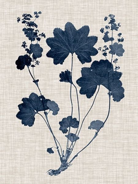 Navy and Linen Leaves III