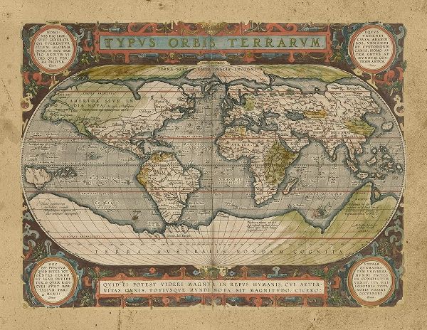 Vision Studio  아티스트의 Embellished Antique World Map 작품