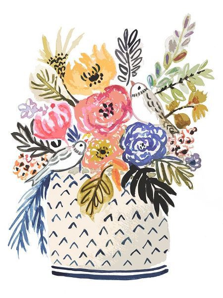 Fields, Karen 아티스트의 Painted Vase of Flowers II 작품