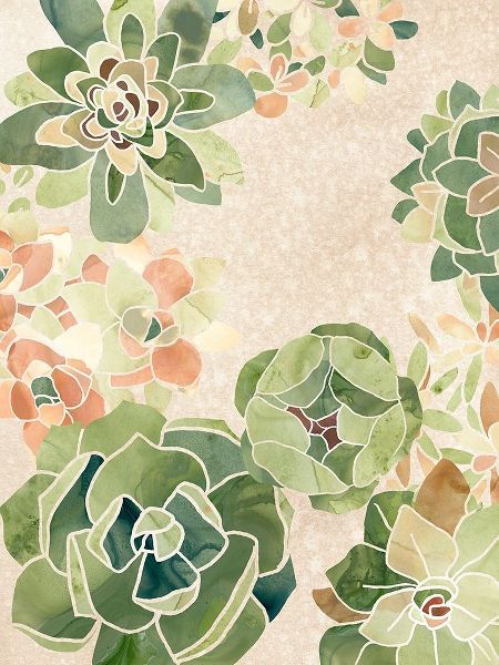 Vess, June Erica 아티스트의 Stained Glass Succulents I 작품