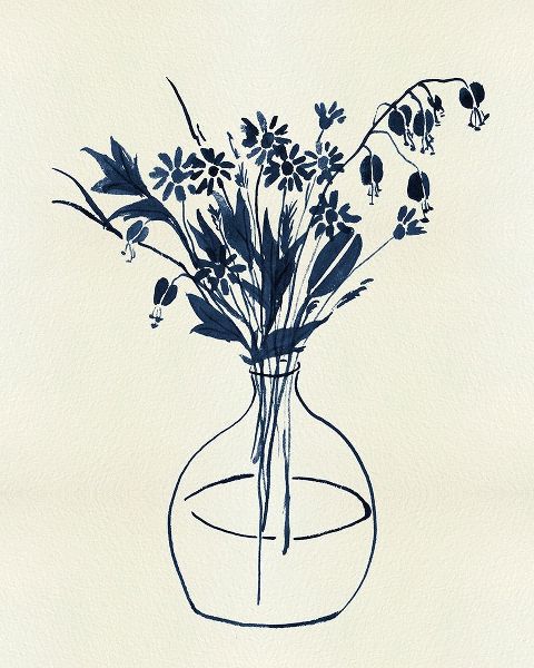 Wang, Melissa 아티스트의 Indigo Floral Vase I 작품