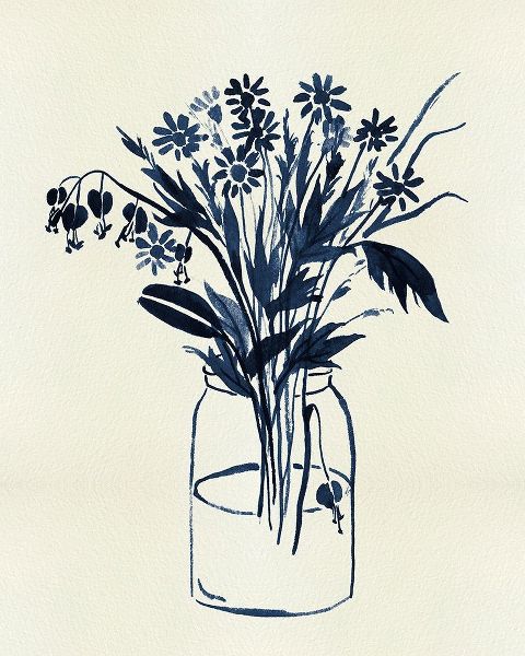 Wang, Melissa 아티스트의 Indigo Floral Vase II 작품