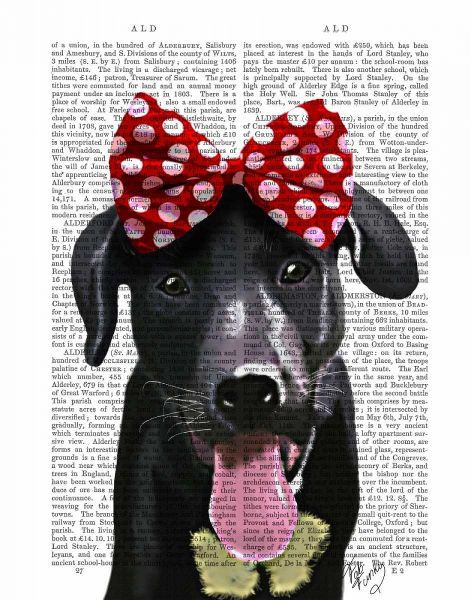 Black Labrador With Red Bow On Head