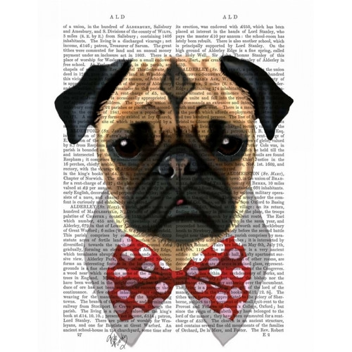 Pug with Red Spotted Bow Tie