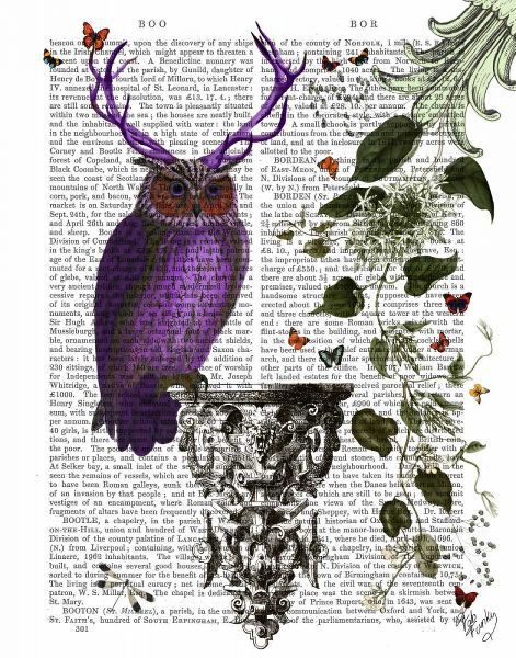 Purple Owl With Antlers