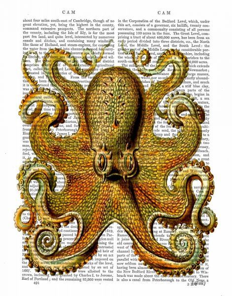 Vintage Yellow Octopus Front