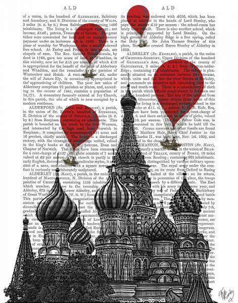 St Basils Cathedral and Red Hot Air Balloons