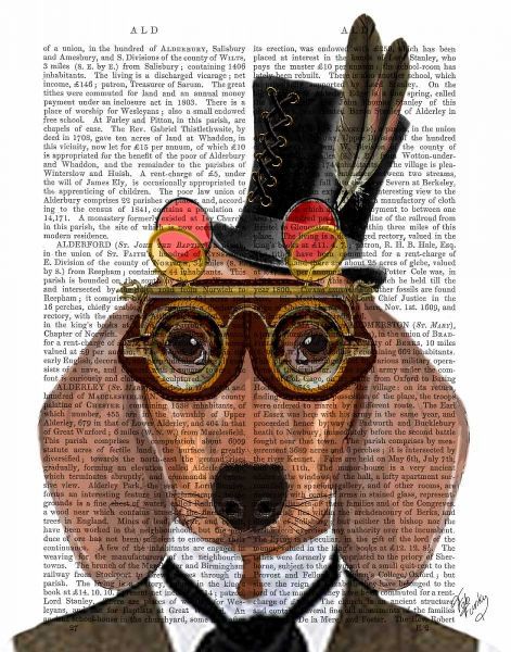 Dachshund with Top Hat and Goggles