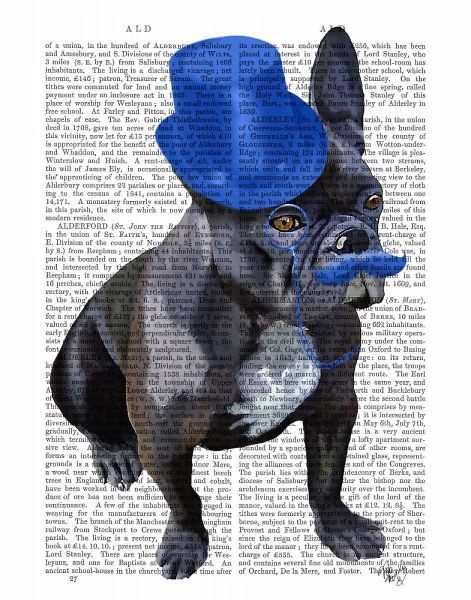 French Bulldog With Blue Top Hat and Moustache