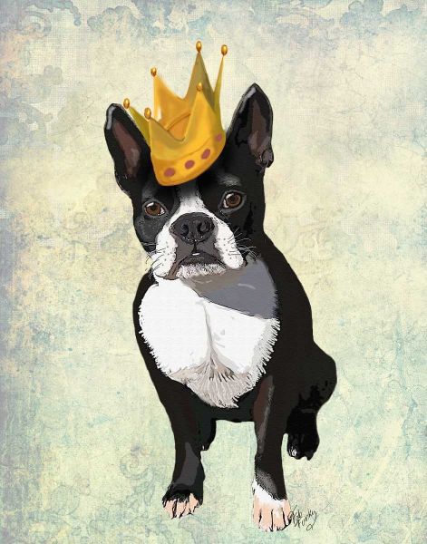Boston Terrier and Crown