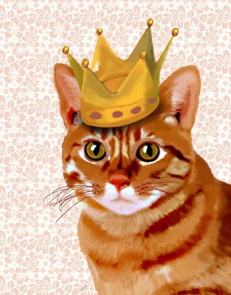 Ginger Cat with Crown Portrait