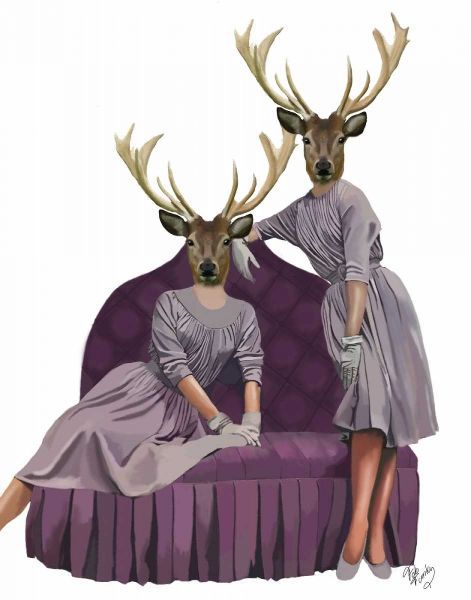 Deer Twins in Purple Dresses