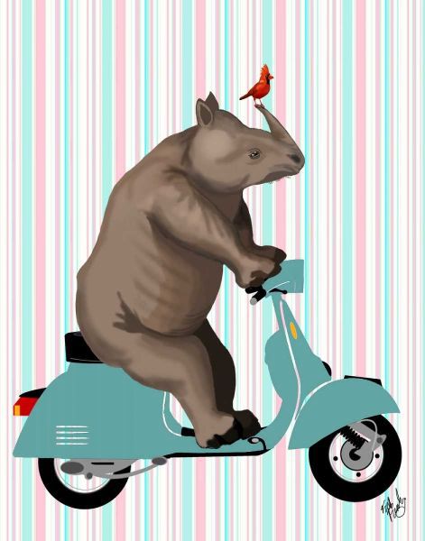 Rhino on Moped