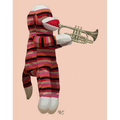 Sock Monkey Playing Trumpet