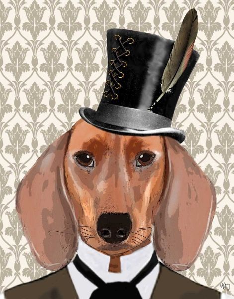 Dachshund Dog With Top Hat